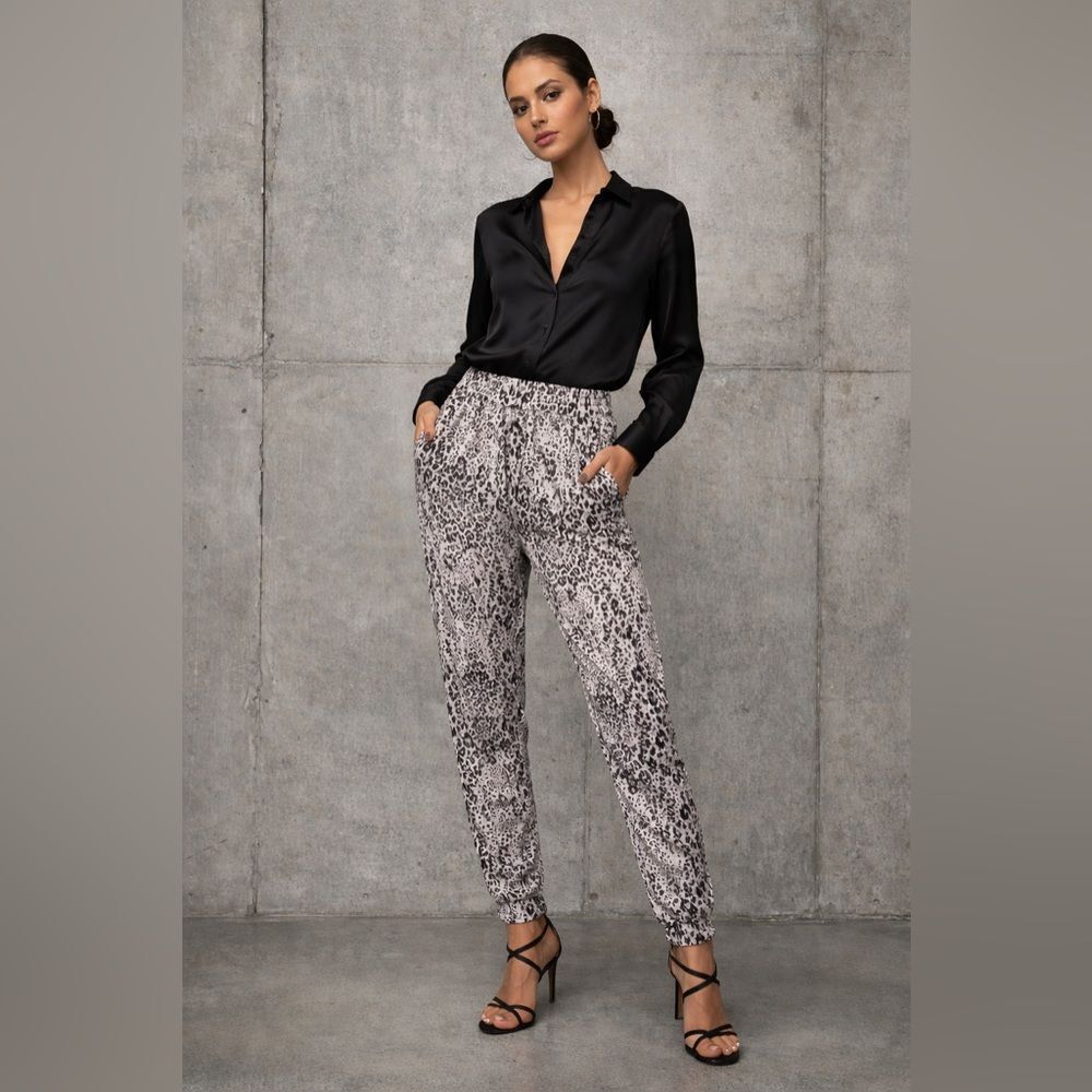 Parker Black and Gray Leopard Print Pants